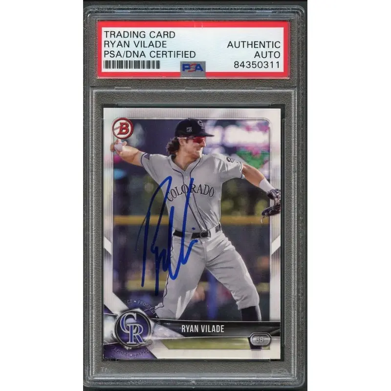 2018 Bowman #BP92 Ryan Vilade Signed Card PSA Slabbed Auto Rockies
