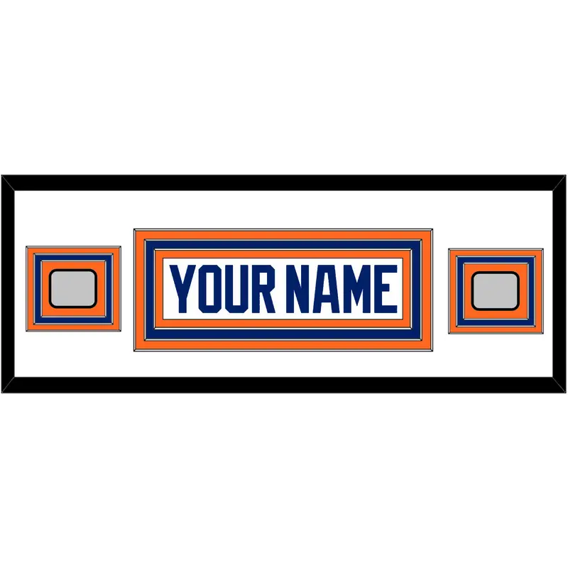 Edmonton Nameplate & 2 Stanley Cup Champions Patches - Home White (1981-1994) - Triple Mat 3