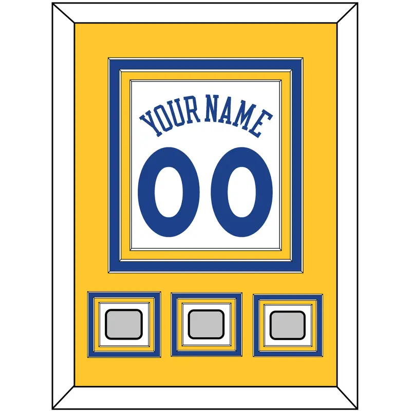 Golden State Name & Number With 3 Finals Patches - Home White (2010-2019) - Triple Mat 3