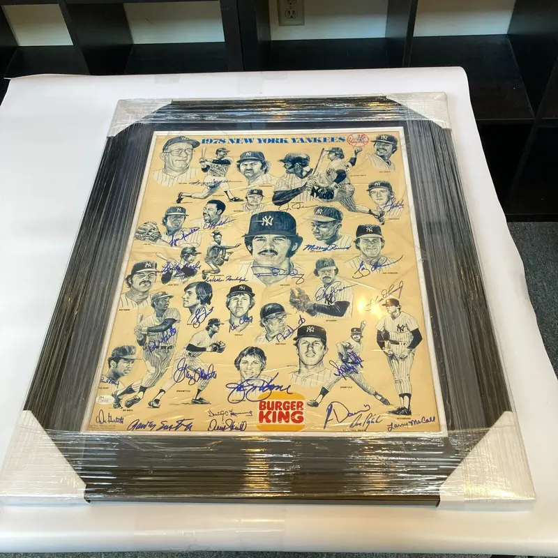 1978 New York Yankees World Series Champs Team Signed Large Vintage Photo JSA