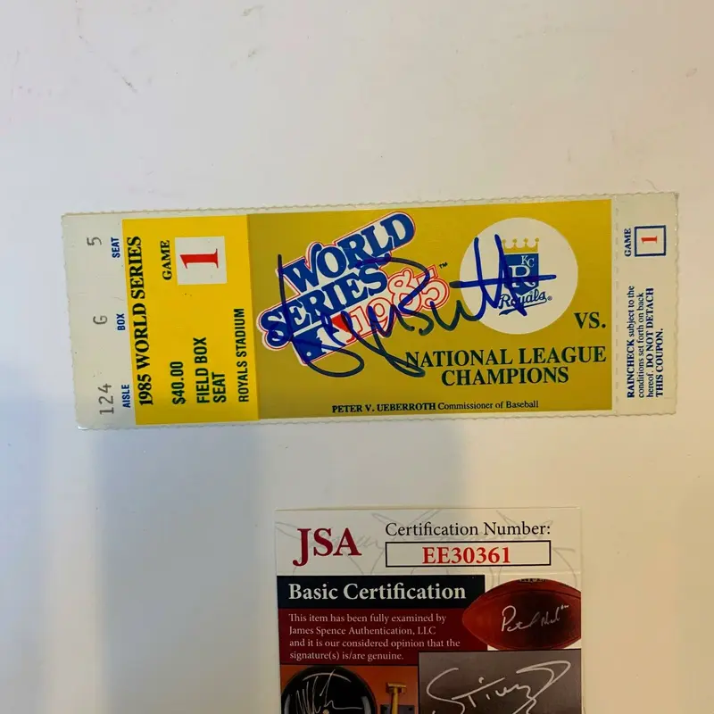 George Brett Signed 1985 World Series Original Full Ticket KC Royals JSA COA