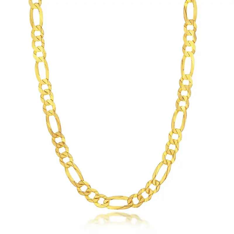 Sterling Silver 7.8mm Figaro Chain - Gold Plated