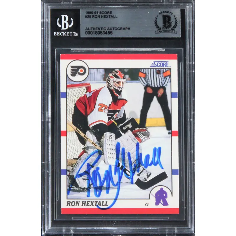Flyers Ron Hextall Authentic Signed 1990 Score #25 Card BAS Slabbed 2