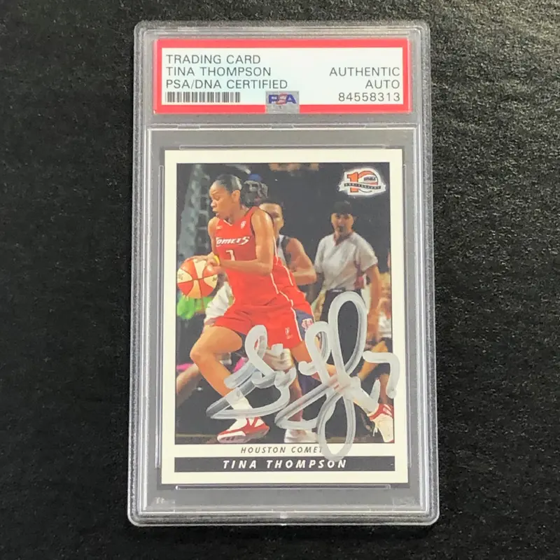 2006 WNBA #91 Tina Thompson Signed Card AUTO PSA/DNA Slabbed Comets