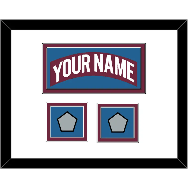 Colorado Nameplate & 2 Stanley Cup Finals Patches - Road Burgundy (1999-2001) - Double Mat 1