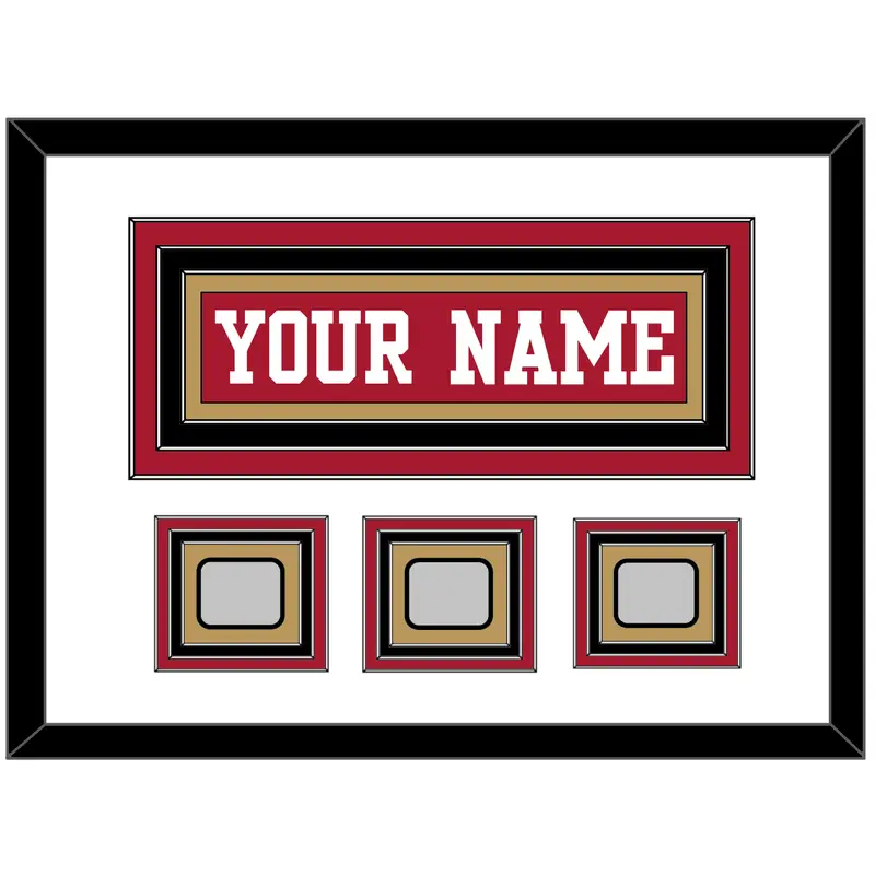 San Francisco Nameplate & 3 Super Bowl Patches - Home Red - Triple Mat 1