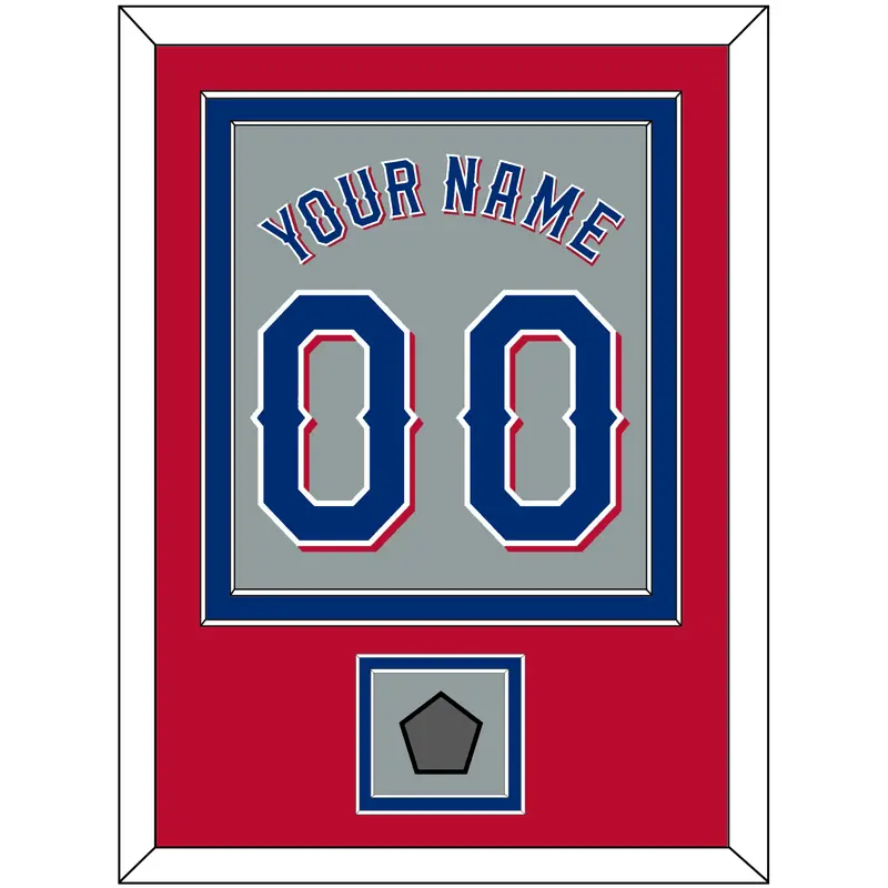 Texas Name & Number With World Series Jersey Patch - Road Gray (2020-2023) - Double Mat 4