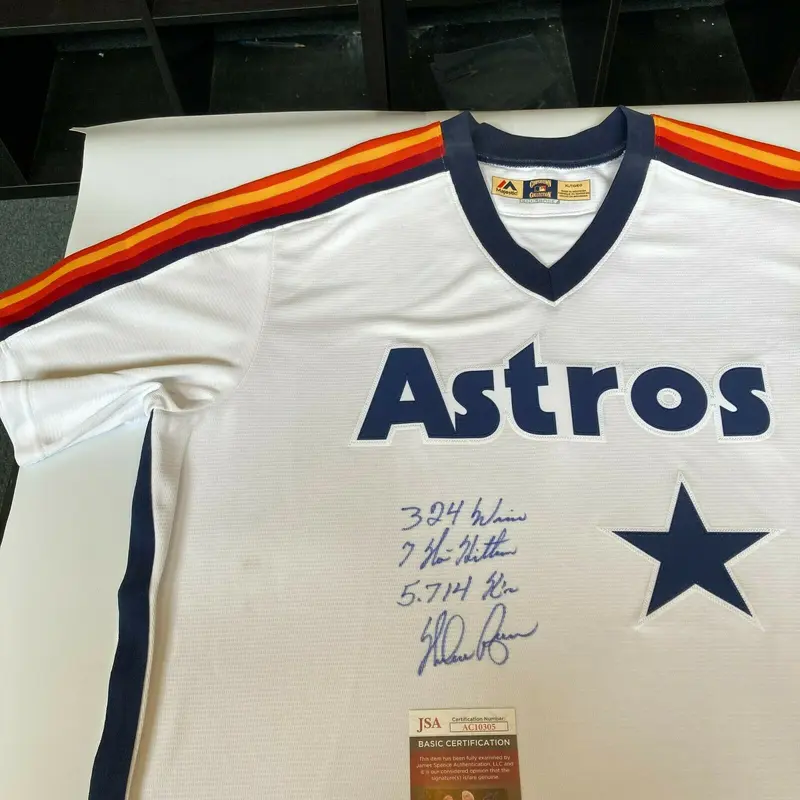 Nolan Ryan Signed Heavily Inscribed STATS Houston Astros Jersey JSA COA