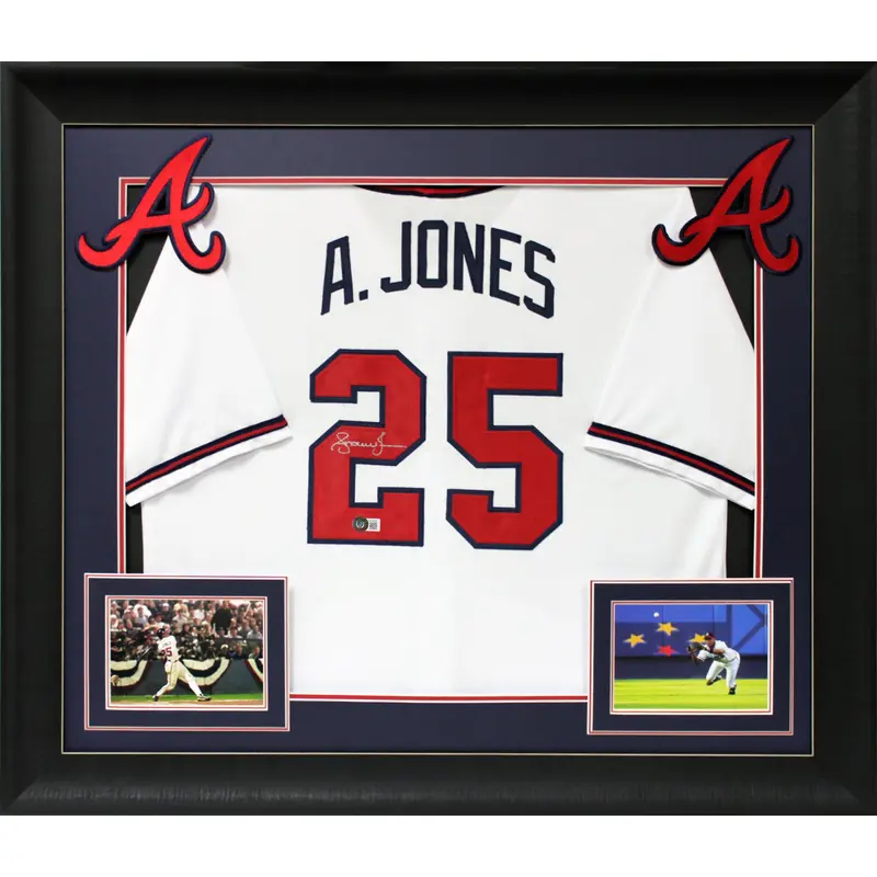 Andruw Jones Authentic Signed White Pro Style Framed Jersey Autographed BAS