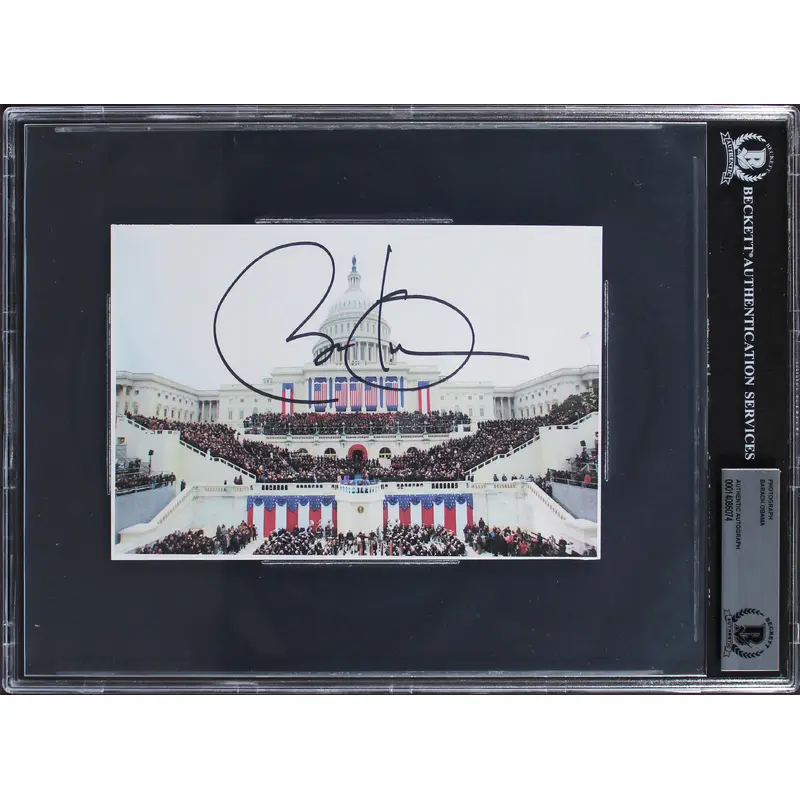 Barack Obama Authentic Signed 5x7.35 Photo Auto Graded Gem Mint 10! BAS Slabbed