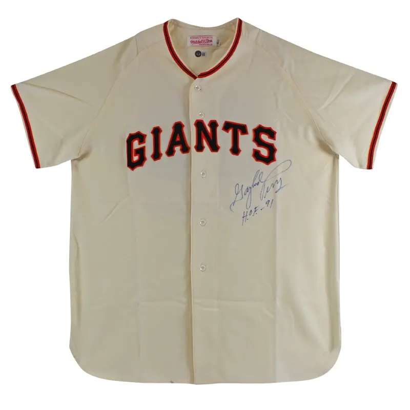 Giants Gaylord Perry "HOF 91" Signed Cream Mitchell & Ness Jersey BAS #BD20032