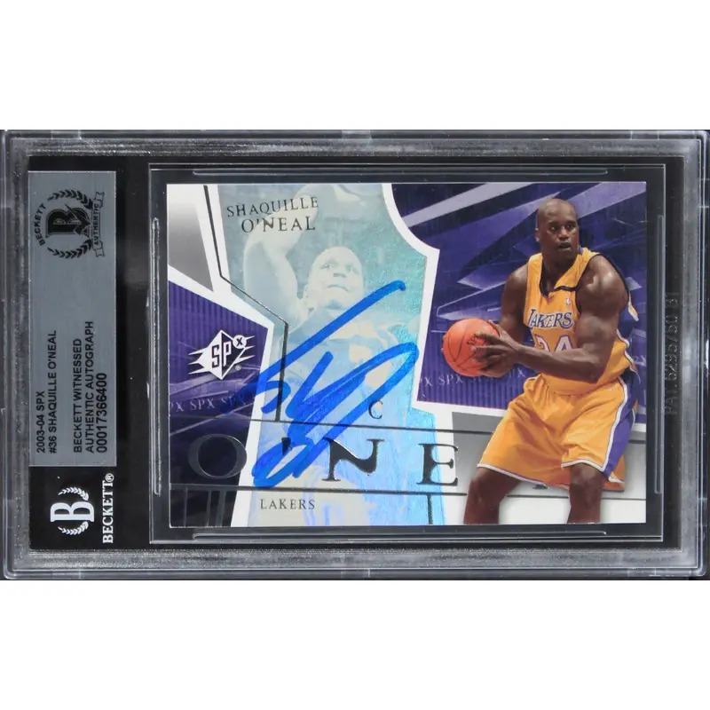 Lakers Shaquille O'Neal Authentic Signed 2003 SPX #36 Card BAS Slabbed