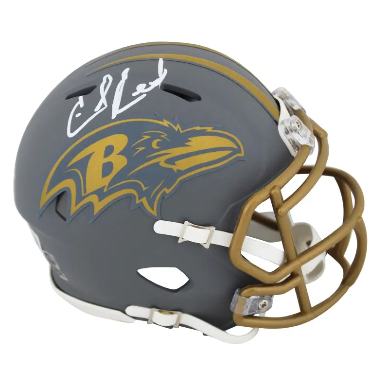 Ravens Ed Reed Authentic Signed Alternate Slate Speed Mini Helmet BAS Witnessed