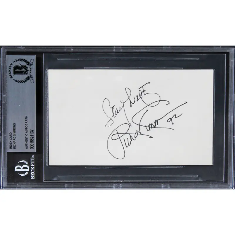 Richard Simmons "Stay Hearty 92" Authentic Signed 3x5 Index Card BAS Slabbed 1
