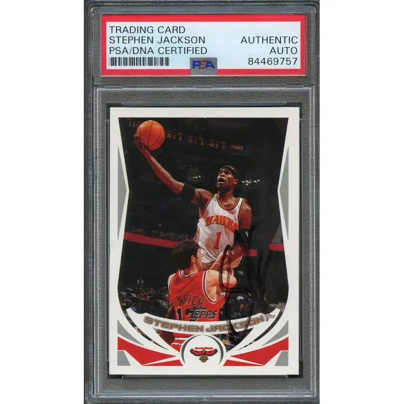 2004-05 Topps #37 Stephen Jackson Signed Card AUTO PSA Slabbed