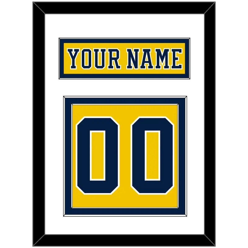Michigan Hockey Nameplate & Number (Back) - Alternate Maize (2019-2020) - Double Mat 1