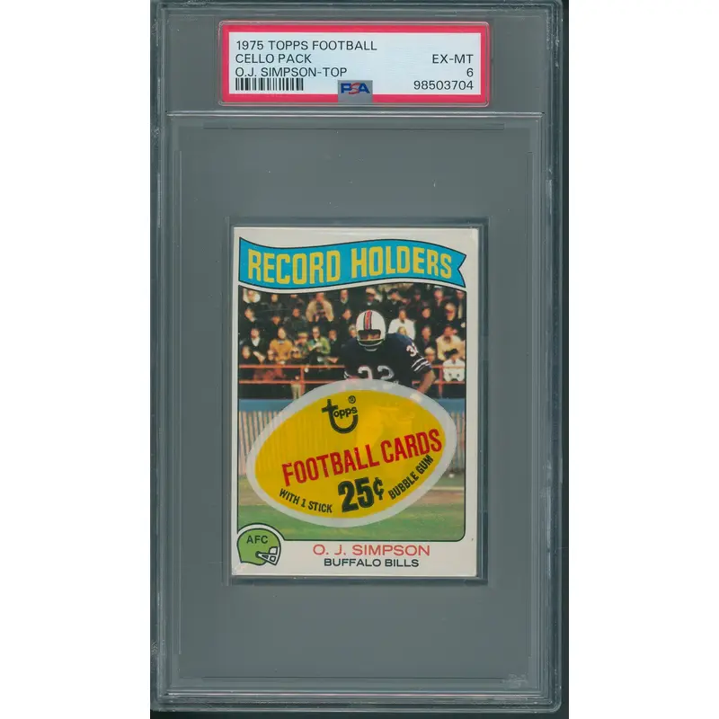 1975 Topps Football Unopened Cello Pack PSA 6 Simpson Top *3704